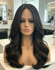 Nora Wavy Swiss Lace Top Wefted Back Wigs