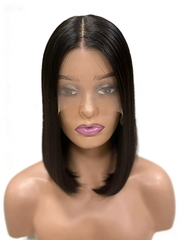Nora Bob Wavy Swiss Lace Top Wefted Back Wigs Natural Hairline 12“