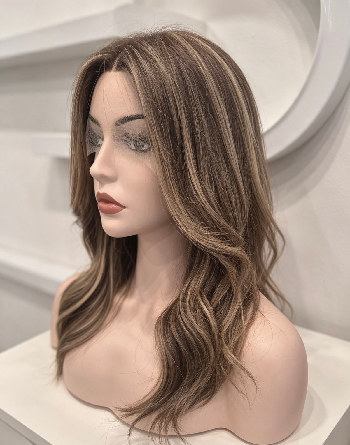 Pelucas de encaje completo Monica, base de encaje suizo, trama posterior, línea de cabello natural, 14-22" 