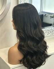 Nora Wavy Swiss Lace Top Wefted Back Wigs